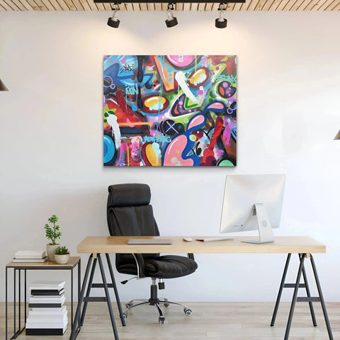 Vibrant abstract painting with colorful shapes in the Graffiti collection.