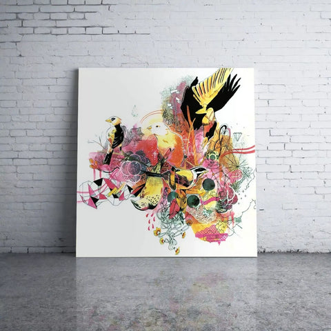 A large canvas with a colorful floral design