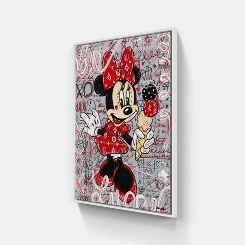 Minnie mouse with ice cream and candy on a white background