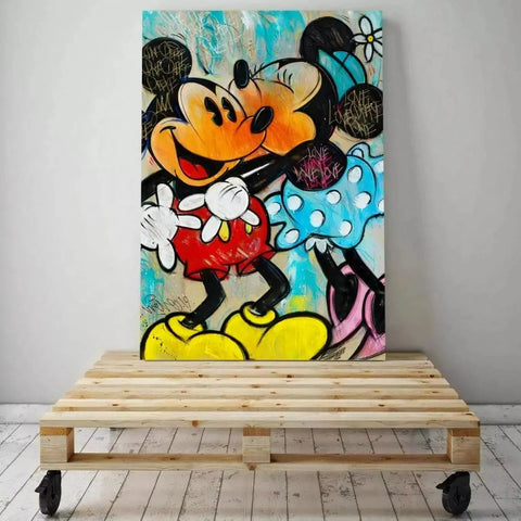 Mickey and minnie mouse painting