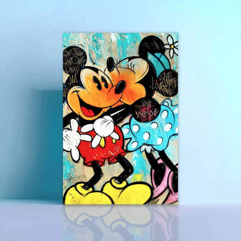 Mickey and minnie mouse painting on canvas