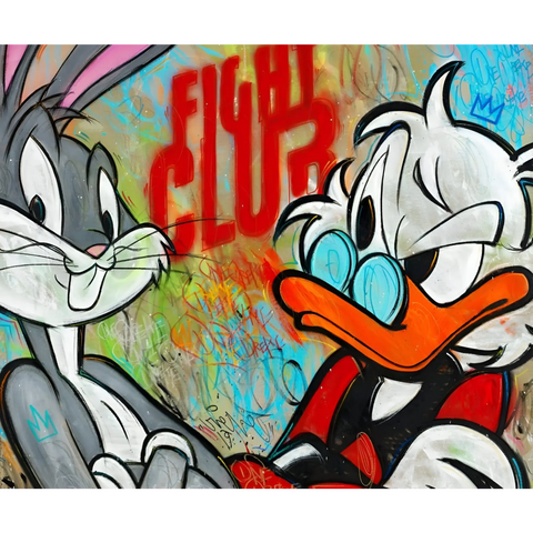 A painting of two cartoon characters