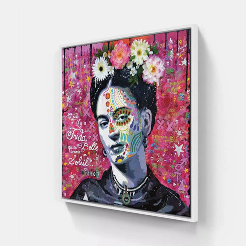 A painting of a woman with flowers on her head