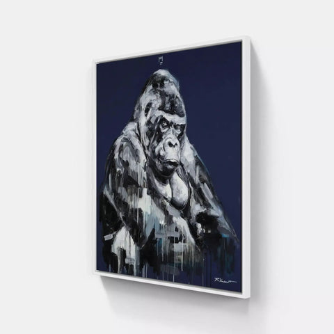 A gorilla painting on a wall