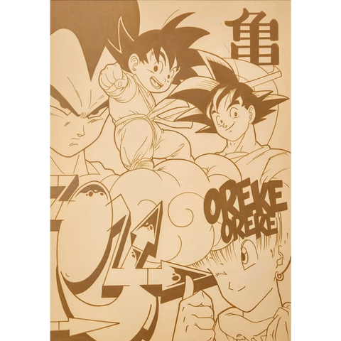 A drawing of a group of dragon ball characters