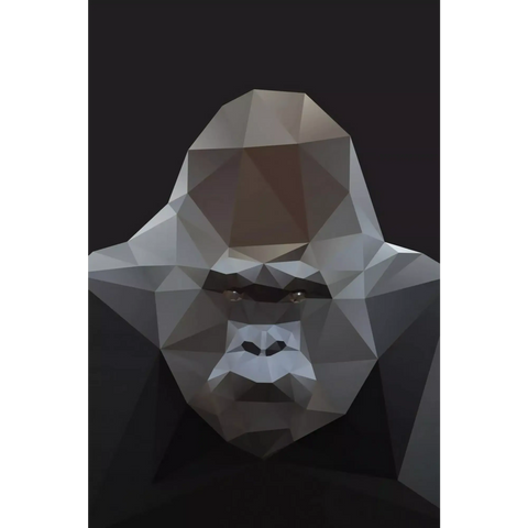 A close up of a gorilla’s head with a low polygonal effect