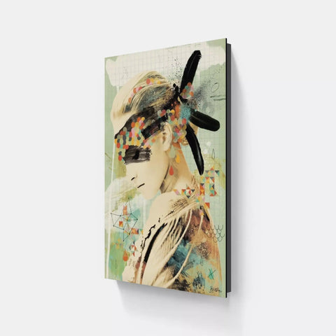 A woman with a hat and flowers on her head canvas print