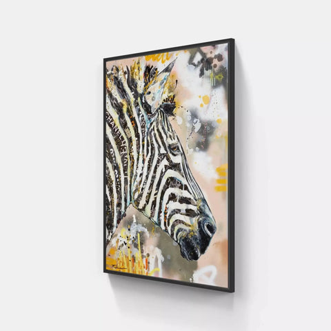 A zebra painting on a wall