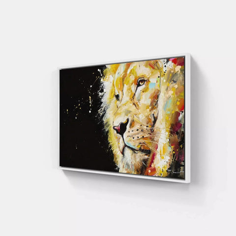 A painting of a lion on a wall