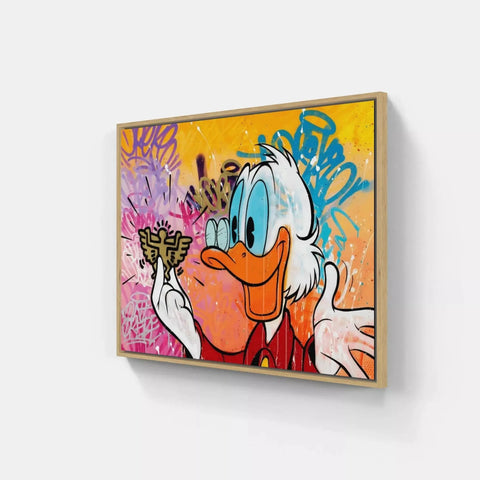 A painting of donald duck with a paintbrush