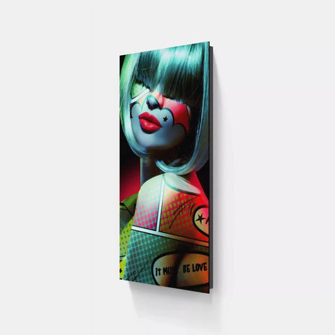 A clown with a clown mask on his face canvas print