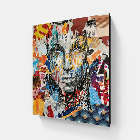 A large canvas with a painting of a man’s face