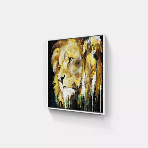 A painting of a lion on a wall