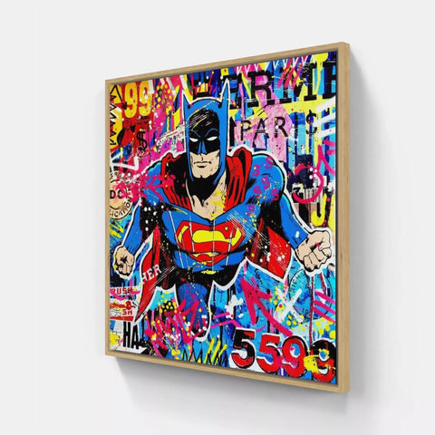 Superman graffiti art print on wood