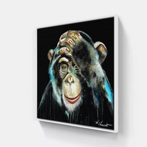 A painting of a monkey with a crown on its head