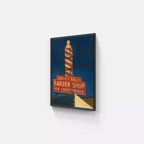 A framed print of a vintage neon sign